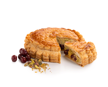 Pistachio & Cherry Galette des Rois, almond cream and rum for Epiphany | Maison Alsacienne de Biscuiterie