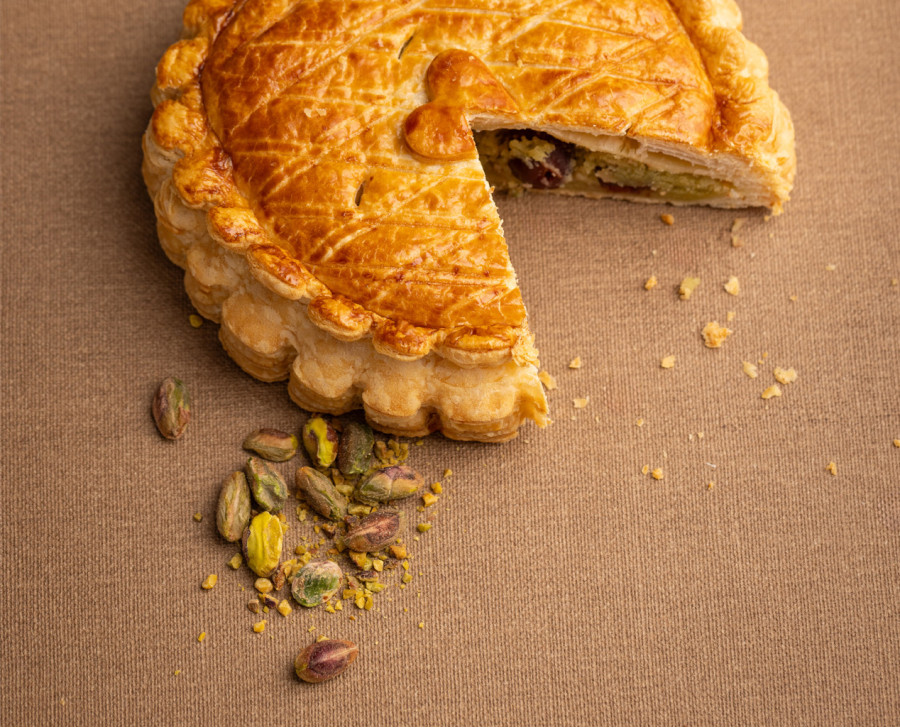 Pistachio & Cherry Galette des Rois, almond cream and rum for Epiphany | Maison Alsacienne de Biscuiterie