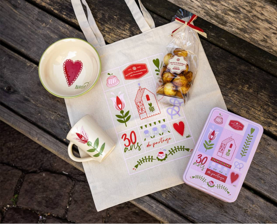 Mug, coupelle, tote bag et Coffret collector - Produits anniversaire 30 ans Maison Alsacienne de Biscuiterie